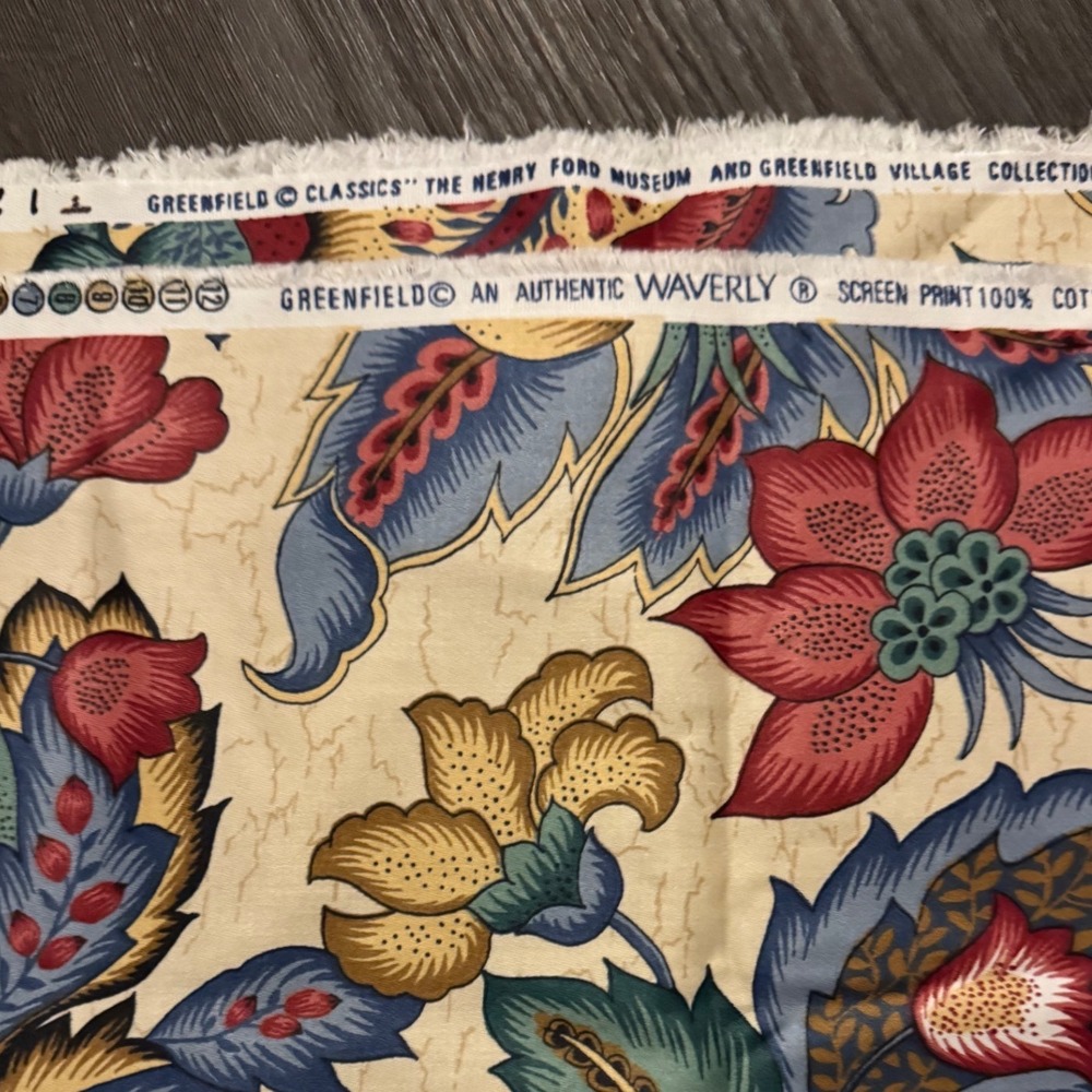 P Kaufmann Waverly Floral Cotton Fabric Lot 2 Yards Greenfield Village Vintage - Picture 9 of 9